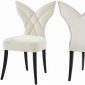 Leandra Dining Chair 742 Set of 2 Cream Velvet Fabric - Meridian