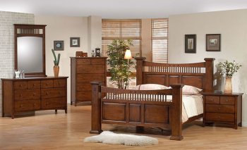 Distressed Walnut Finish Elegant Classic Bedroom w/Antique Touch [CRBS-171-200111]