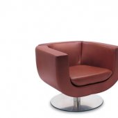 Black or Cream Leather Swivel Club Chair w/Chrome Base