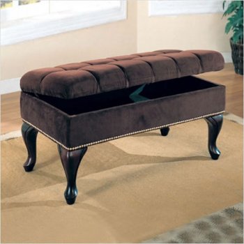 Dark Brown Button Tufted Storage Bench w/Nailhead Trim [CRB-512-300095]