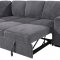 U2260 Sectional Sofa Bed in Gray Corduroy by Global w/Chaise