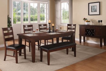 F2207 Dining Set 5Pc in Walnut by Poundex w/Optional Items [PXDS-F2207]