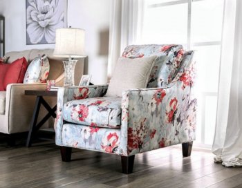 Nadine Accent Chair SM8014-CH in Floral Pattern Chenille Fabric [FACC-SM8014-CH-Nadine]