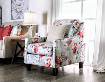 Nadine Accent Chair SM8014-CH in Floral Pattern Chenille Fabric