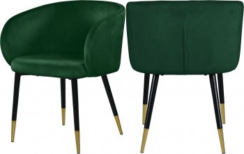 Louise Dining Chair 733 Set of 2 Green Velvet Fabric by Meridian [MRDC-733 Louise Green]