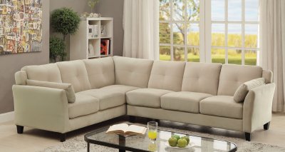 Peever II Sectional Sofa CM6368BG in Beige Flannelette Fabric