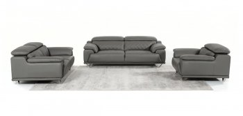 Wolford Sofa Set 3Pc in Grey Half Leather by VIG [VGS-Wolford Grey]