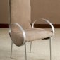 Set of 6 Modern Dining Chairs With Beige Color Fabric Upholstery