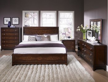 Warm Brown Cherry Finish Traditional Bedroom w/Optional Items [HEBS-846]