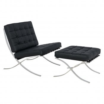 Bellefonte Accent Chair & Ottoman BR30BLL in Black by LeisureMod [LMCC-BR30BLL-Bellefonte Black]