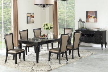 F2479 7Pc Dining Set in Black & Champagne by Poundex w/Options [PXDS-F2479-F1778]