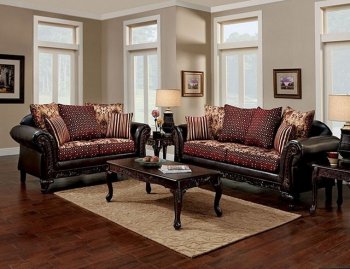 Ellis Sofa SM7507N in Burgundy & Brown Chenille Fabric w/Options [FAS-SM7507N Ellis]