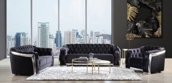 Pyroden Sofa LV00296 in Black Velvet & Chrome by Acme w/Options [AMS-LV00296 Pyroden]