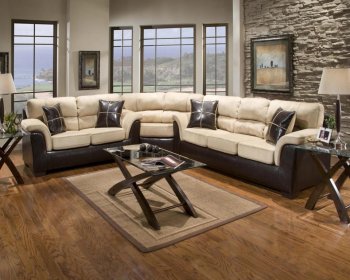 Mocha Fabric & Dark Brown Vinyl Modern Sectional Sofa [CHFSS-V4-6200-Mocha]