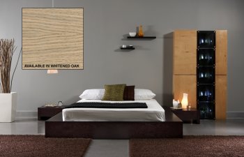 Whitened Oak Finish Modern Platform Bed [MLB-MD311-K-WO]