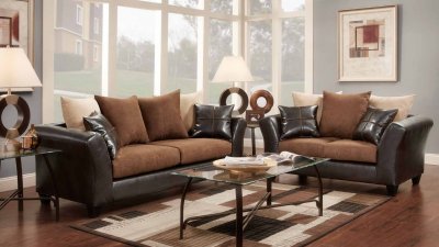 90002 Sofa in Brown Microfiber & Bicast w/Options