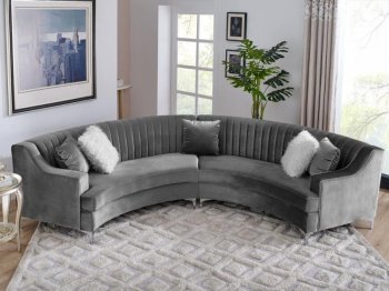 MS2071 Sectional Sofa in Grey Velvet by VImports [VISS-MS2071 Grey]