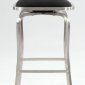 Modern Stainless Steel Base Barstool w/Black Vinyl Seat & Back