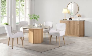 Qwin Dining Table DN02875 in Oak by Acme w/Marble Top & Options [AMDS-DN02875 Qwin]