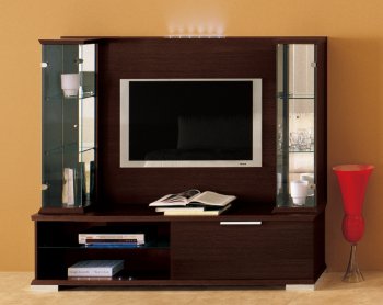 Dark Brown Finish Modern Stylish Wall Unit [EFTV-Miss Italia]