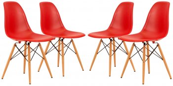 Dover Set of 4 Dining Chairs EP19R in Red by LeisureMod [LMDC-EP19R-Dover Red]