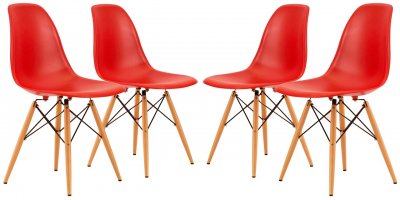 Dover Set of 4 Dining Chairs EP19R in Red by LeisureMod