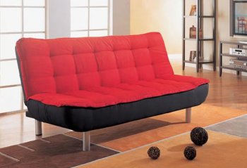 Two-Tone Black and Red Convertible Sofa-Bed With Extra Layer [CRSB-212-300158]