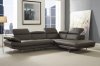 Pandora Sectional Sofa in Dark Gray Leather by Whiteline