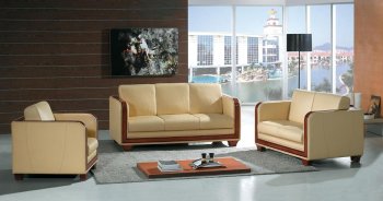 Butter Milk Top Grain Leather 3PC Modern Living Room Set [VGS-Milan]