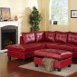 G909B Sectional Sofa w/Ottoman in Red Leatherette by Glory