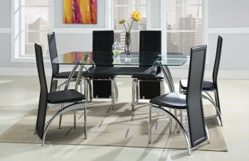 Glass Top Contemporary Dinette Table w/PVC Wrapped Shelf [HLDS-D702]