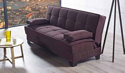 Nexo Sofa Bed Convertible in Chocolate Fabric by Mobista