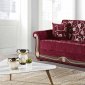 American Style Prime Loveseat Bed in Burgundy Fabric by Mobista