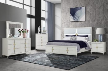 Orion Gold Bedroom in White by Global w/Options [GFBS-Orion Gold]