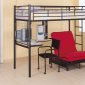 Black Modern Bunk Bed w/Desk, Chair and Futon Chair