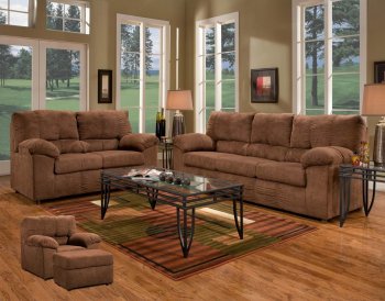 Chocolate Fabric Contemporary Sofa & Loveseat Set w/Options [CHFS-V4-4200 Lucas Chocolate]