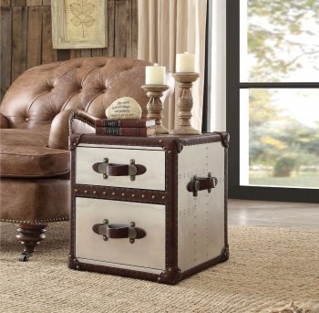 Aberdeen Accent Table 82292 in Vintage Brown & Aluminum by Acme [AMCT-82292 Aberdeen]