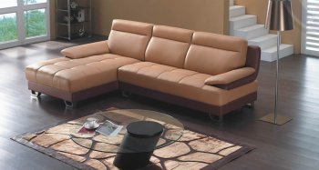 Camel & Brown Bonded Leather 8045 Modern Sectional Sofa [AESS-8045]