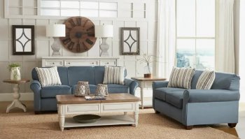 Mayhew Sofa in Blue Fabric by Klaussner w/Queen Sleeper [SFKRSB-Mayhew Blue]