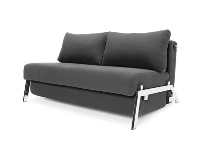 Lavish Black Fabric Modern Sofa Bed w/Chromed Steel Legs