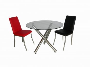 Clear Tempered Glass Top & Chrome Legs Modern Dining Table [GRDS-T-650EC]