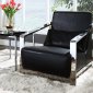 Erika Chair in Black Leather w/Optional Ottoman by Whiteline