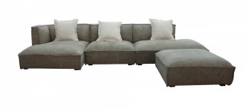 Dania Sectional Sofa & Ottoman in Beige Leather by VIG [VGSS-Dania Beige]