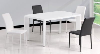 Fiona White Gloss Finish Modern 5Pc Dining Set by Chintaly