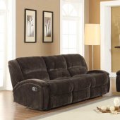 9714 Alejandro Motion Sofa in Chocolate Microfiber - Homelegance