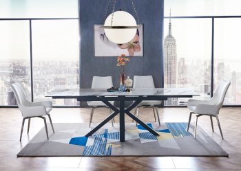 D2691DT Dining Table by Global w/Optional White Swivel Chairs [GFDS-D2691DT-D4878DC-WH]