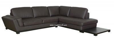 Modern Leather Sectional Sofa with Side Table