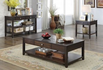 Genesis Coffee Table & 2 End Tables Set CM4255 in Espresso w/Opt [FACT-CM4255-Genesis]