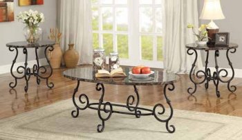 700187 Coffee Table 3Pc Set by Coaster w/Faux Marble Top [CRCT-700187]