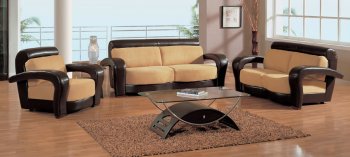 Microfiber and Bycast Leather Two-Tone Living Room Set [GFS-677-MF]